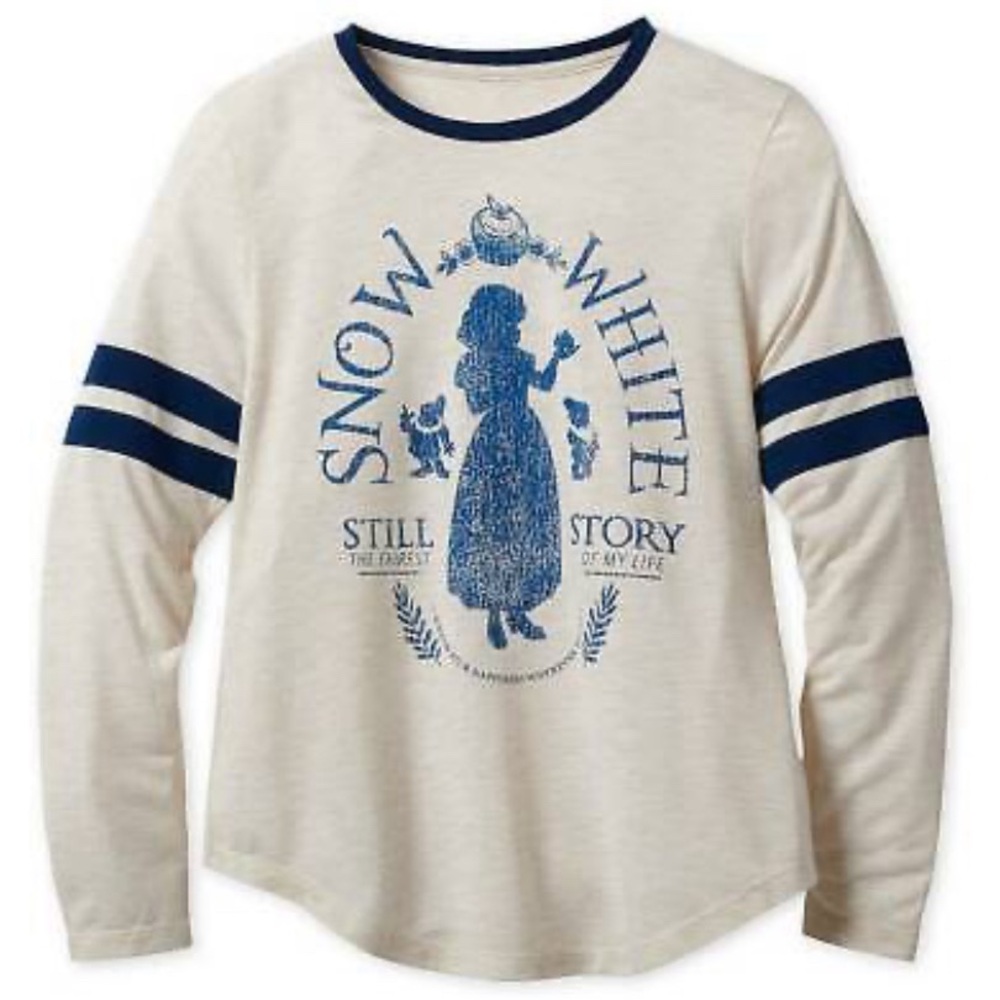 Disney Parks Snow White Jersey tee Women xsmall offwhite blue cotton polyester
